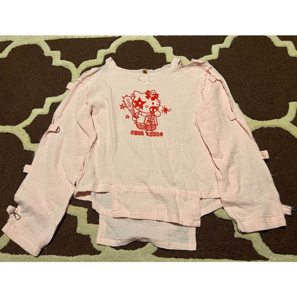 baby pink punk hello kitty red graphic